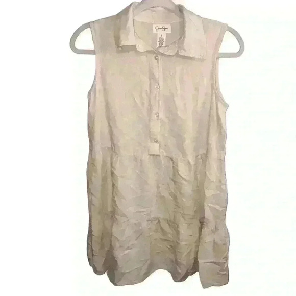 Jessica Simpson Sleeveless Button Dress, Women's Size Small Beige Linen Blend - Picture 1 of 5